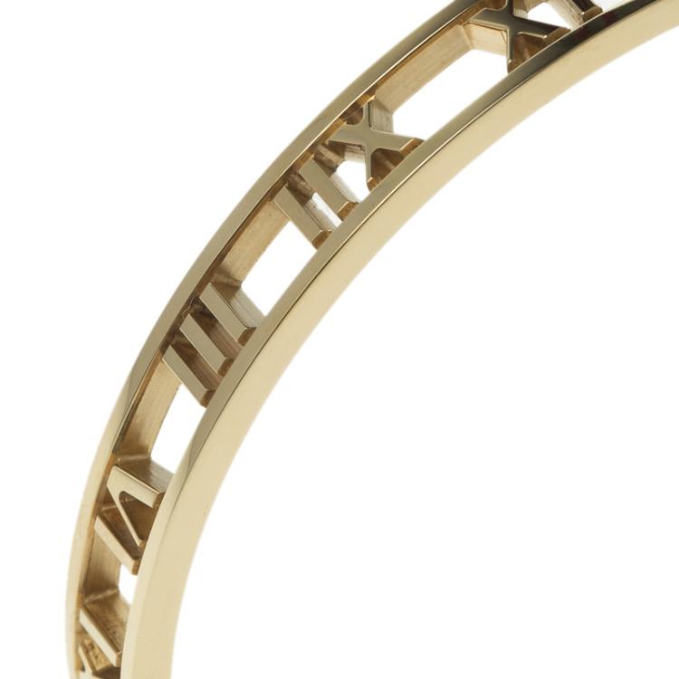 Pre Owned Tiffany & Co. Atlas 18k Yellow Gold Open Narrow Bangle 19cm