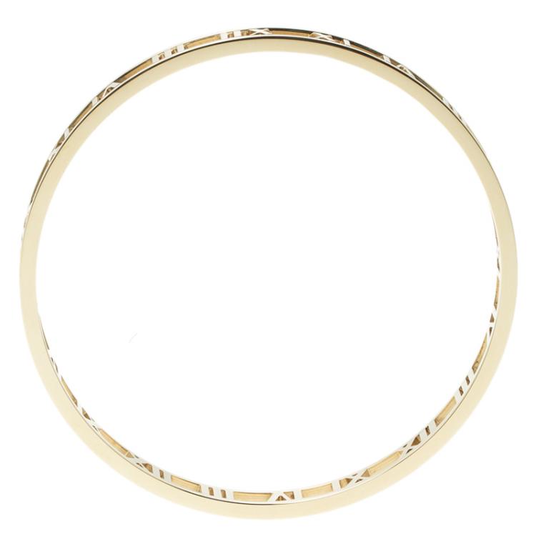 Pre Owned Tiffany & Co. Atlas 18k Yellow Gold Open Narrow Bangle 19cm