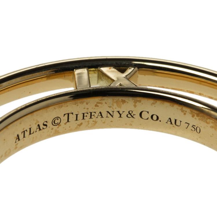 Pre Owned Tiffany & Co. Atlas 18k Yellow Gold Medium Hoop Earrings