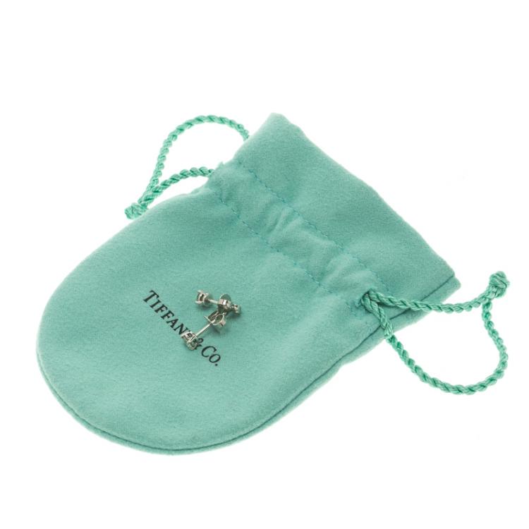 Pre Owned Tiffany Solitaire Diamond Platinum Stud Earrings