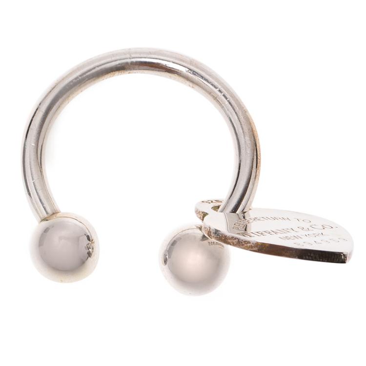 Pre Owned Tiffany & Co. Silver Heart Tag Keyring