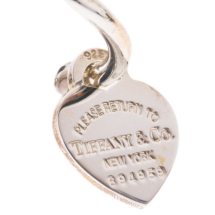 Pre Owned Tiffany & Co. Silver Heart Tag Keyring