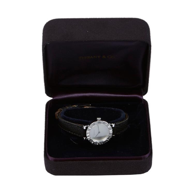 Pre Owned Tiffany &  Co. White Stainless Steel Atlas Women's Wristwatch 30MM