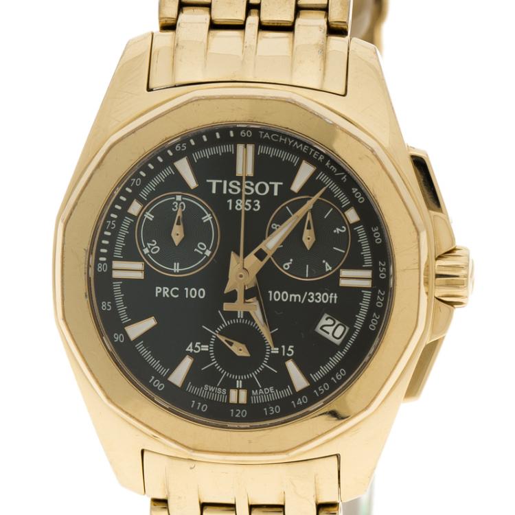 Pre Owned Tissot Blue Gold Stainless Steel Chronograph Women's Wristwatch 32 mm