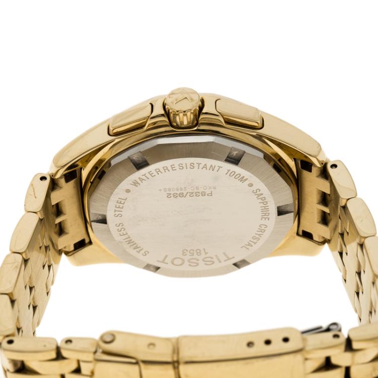 Pre Owned Tissot Blue Gold Stainless Steel Chronograph Women's Wristwatch 32 mm