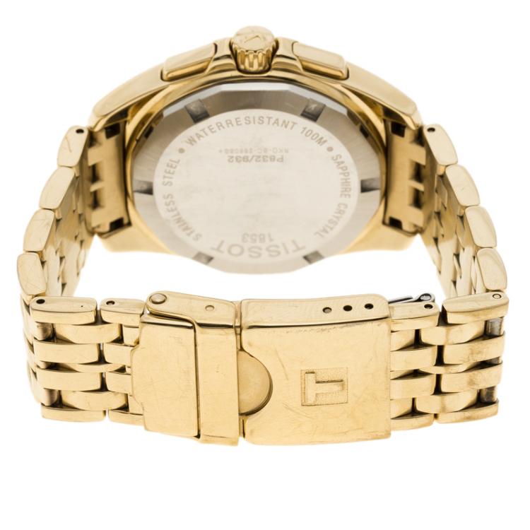 Pre Owned Tissot Blue Gold Stainless Steel Chronograph Women's Wristwatch 32 mm