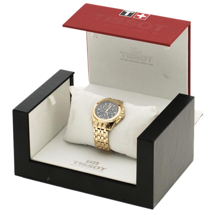 Pre Owned Tissot Blue Gold Stainless Steel Chronograph Women's Wristwatch 32 mm