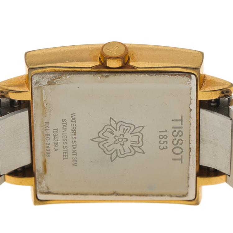 Pre Owned Tissot Silver Stainless Steel & Rose Gold Finish T-Trend Happy Chic Women's Wristwatch 29MM