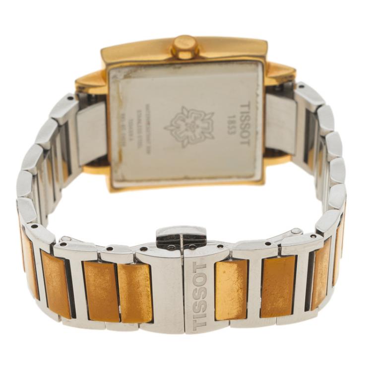 Pre Owned Tissot Silver Stainless Steel & Rose Gold Finish T-Trend Happy Chic Women's Wristwatch 29MM