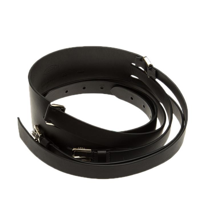 Pre Owned Tod's Black Leather Wrap Around Waist Belt 80 CM