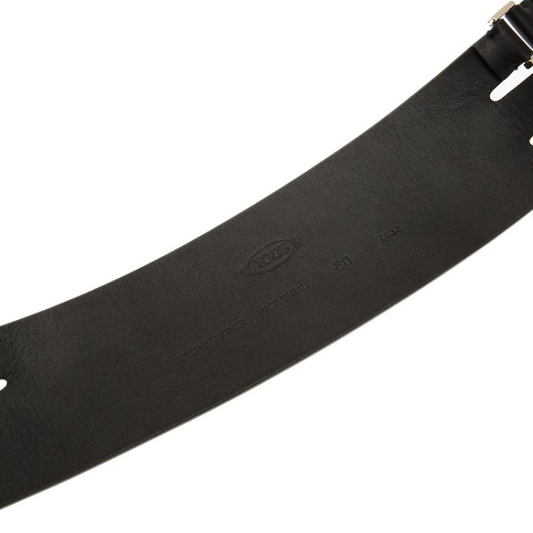 Pre Owned Tod's Black Leather Wrap Around Waist Belt 80 CM