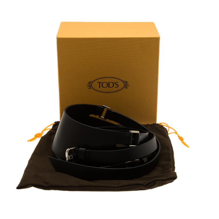 Pre Owned Tod's Black Leather Wrap Around Waist Belt 80 CM