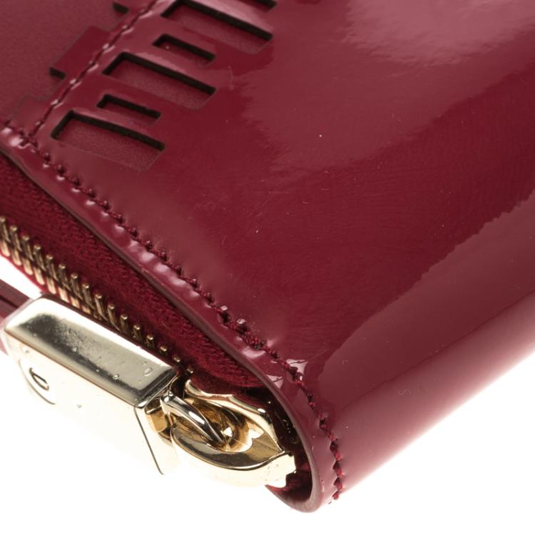 Pre Owned Tod's Carmine Red Patent Leather Zip Around Continental Wallet