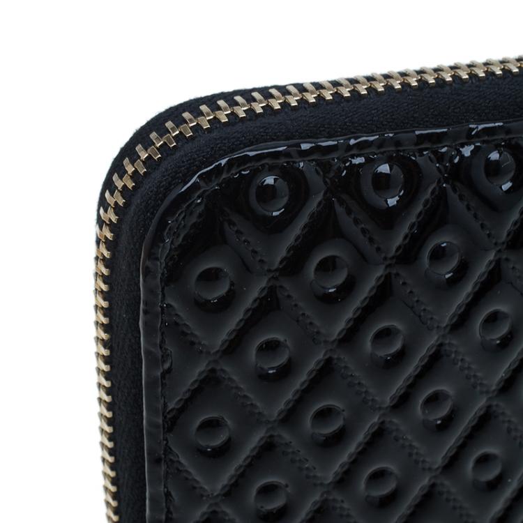 Pre Owned Tod's Black Patent Ziparound Wallet
