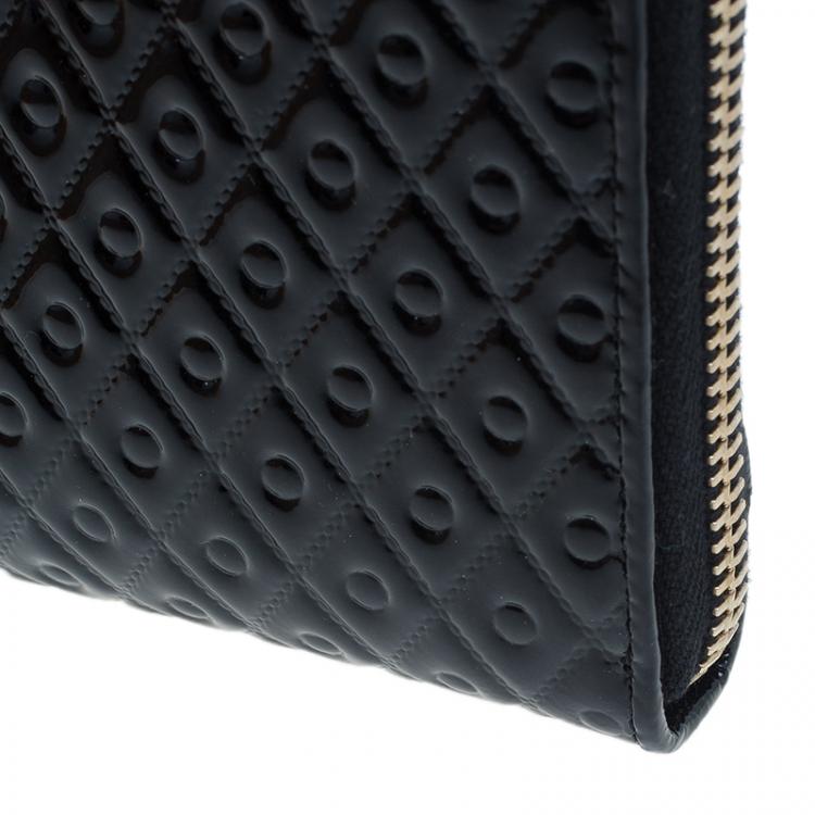 Pre Owned Tod's Black Patent Ziparound Wallet