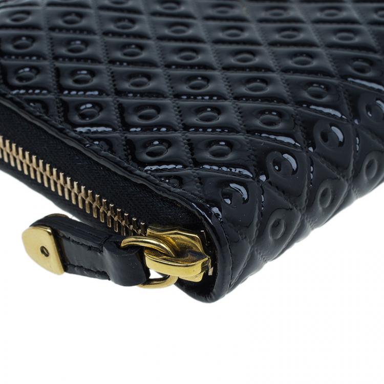 Pre Owned Tod's Black Patent Ziparound Wallet