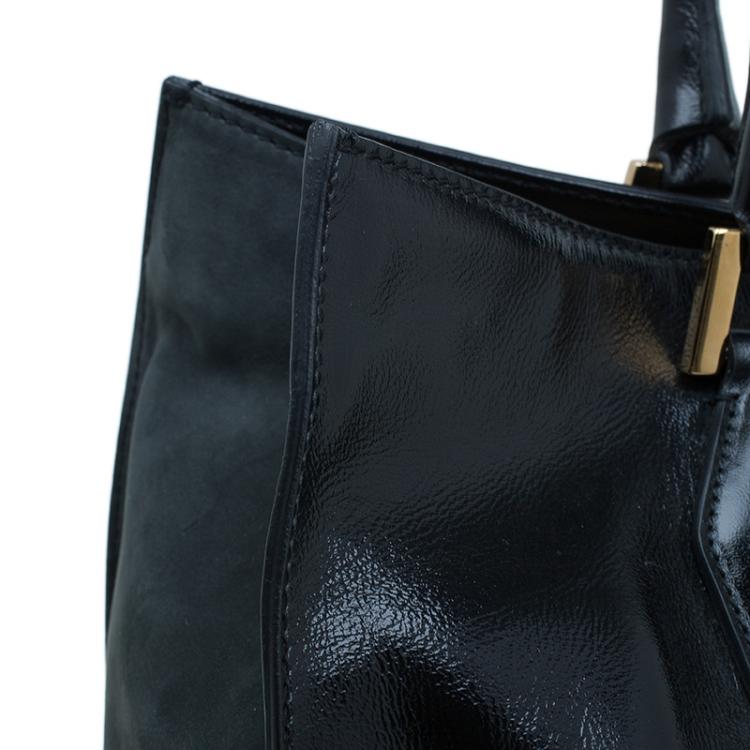 مملوكة مسبقًا Tod's Black Glazed Leather Medium Shopping Tote Bag