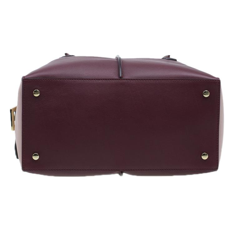 Pre Owned Tod's Burgundy/Pink Leather Small D-Cube Bowler Bag
