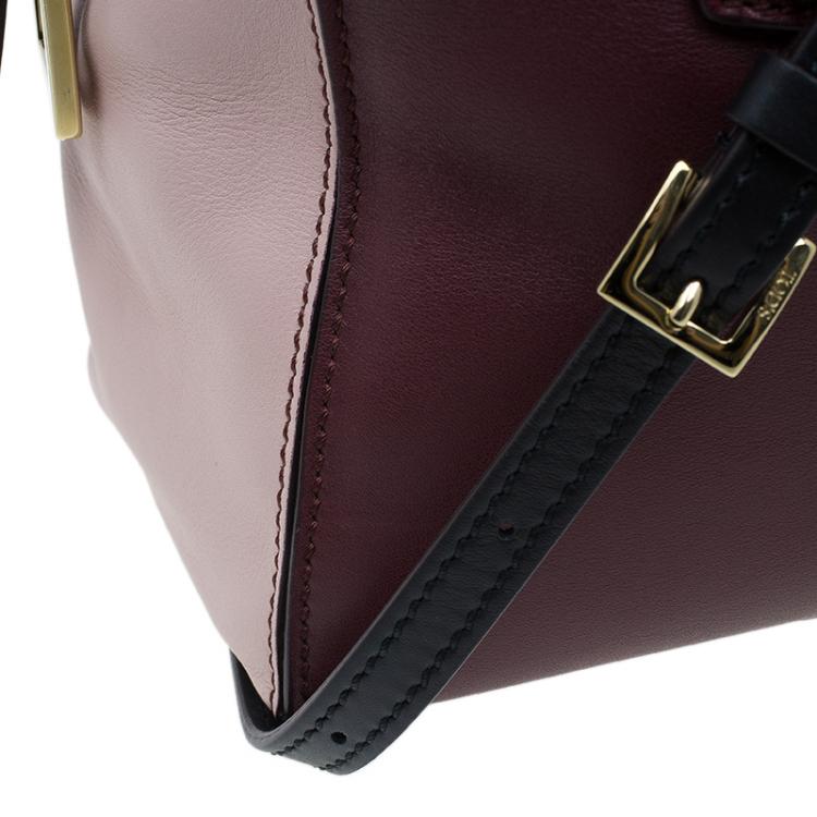 Pre Owned Tod's Burgundy/Pink Leather Small D-Cube Bowler Bag