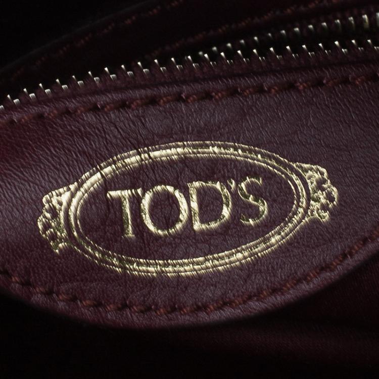 Pre Owned Tod's Burgundy/Pink Leather Small D-Cube Bowler Bag