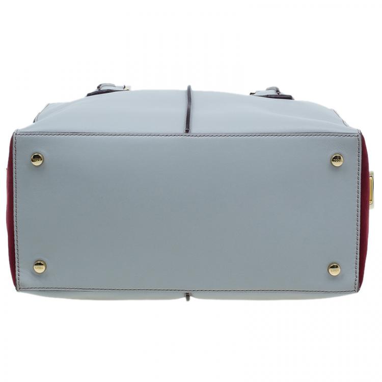 Pre Owned Tod's Grey/Burgundy Leather Small D-Cube Bowler Bag