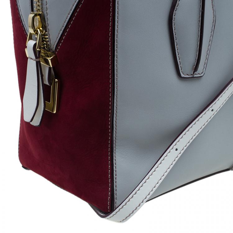 Pre Owned Tod's Grey/Burgundy Leather Small D-Cube Bowler Bag