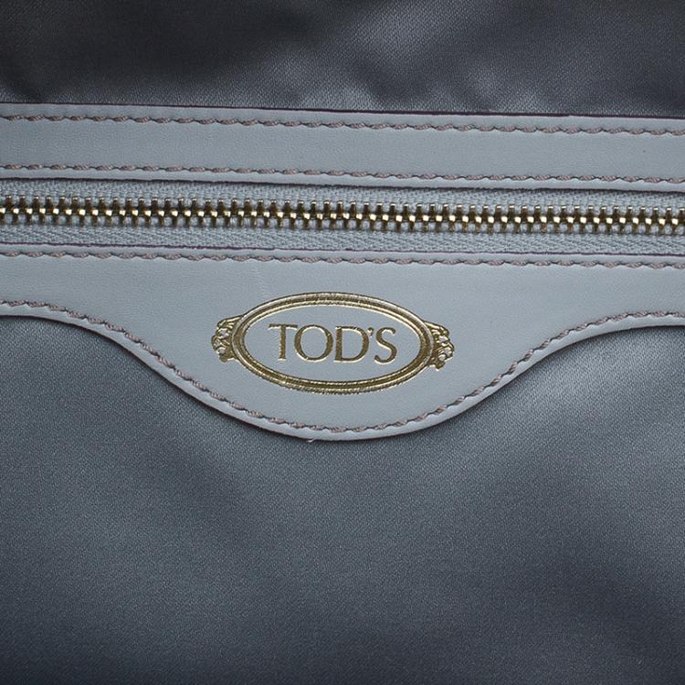 Pre Owned Tod's Grey/Burgundy Leather Small D-Cube Bowler Bag