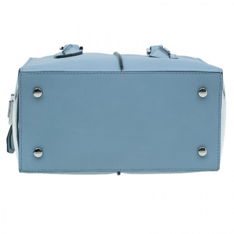 Pre Owned Tod's Carolina Blue/Silver Leather Mini D-Cube Bowler Bag