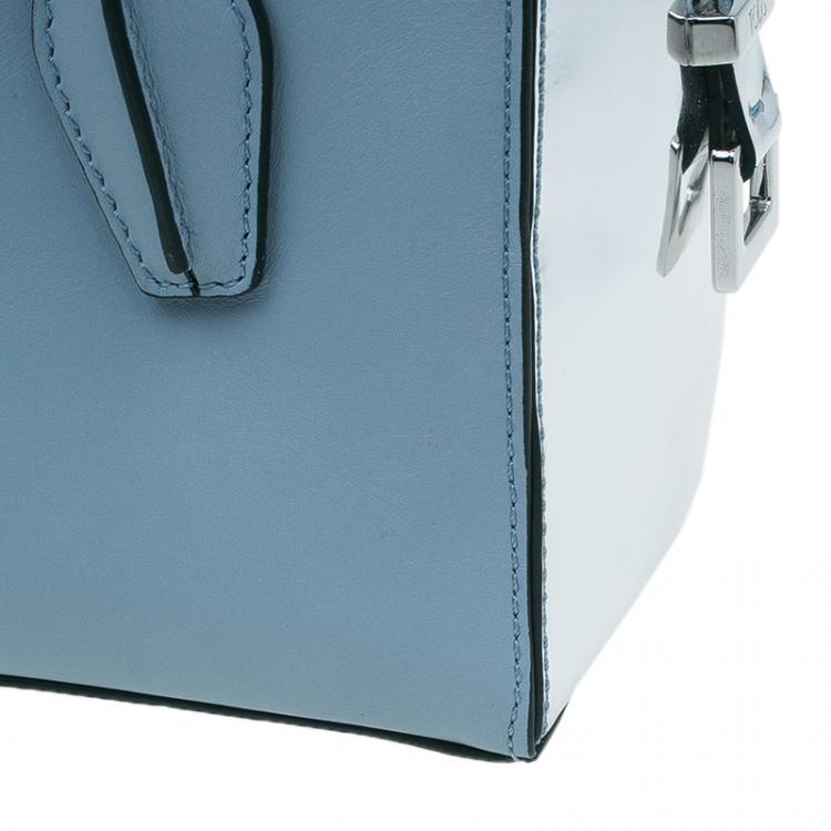 Pre Owned Tod's Carolina Blue/Silver Leather Mini D-Cube Bowler Bag