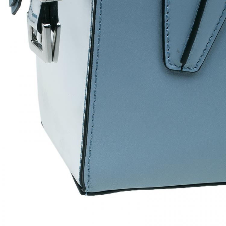 Pre Owned Tod's Carolina Blue/Silver Leather Mini D-Cube Bowler Bag