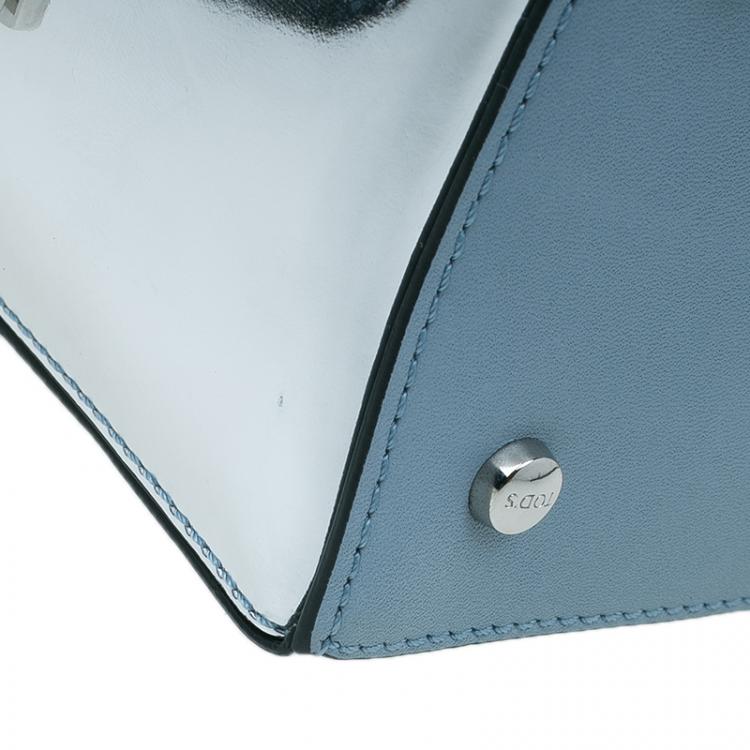 Pre Owned Tod's Carolina Blue/Silver Leather Mini D-Cube Bowler Bag
