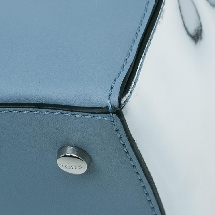 Pre Owned Tod's Carolina Blue/Silver Leather Mini D-Cube Bowler Bag