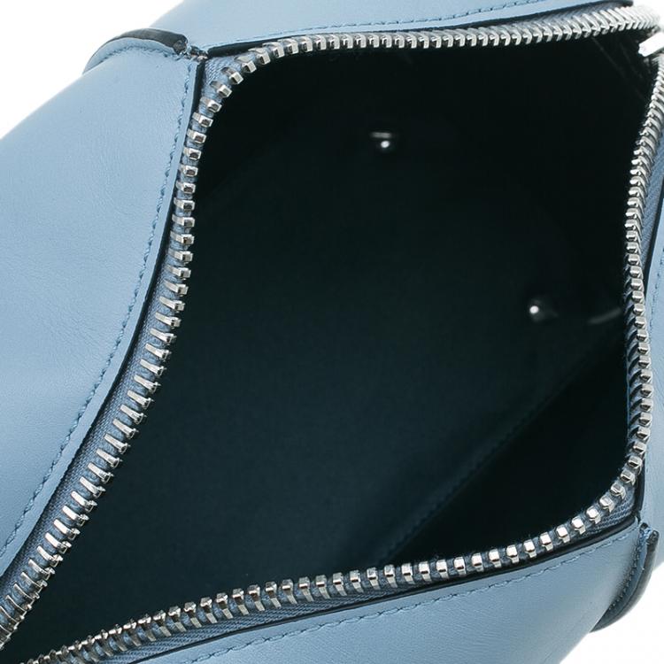 Pre Owned Tod's Carolina Blue/Silver Leather Mini D-Cube Bowler Bag