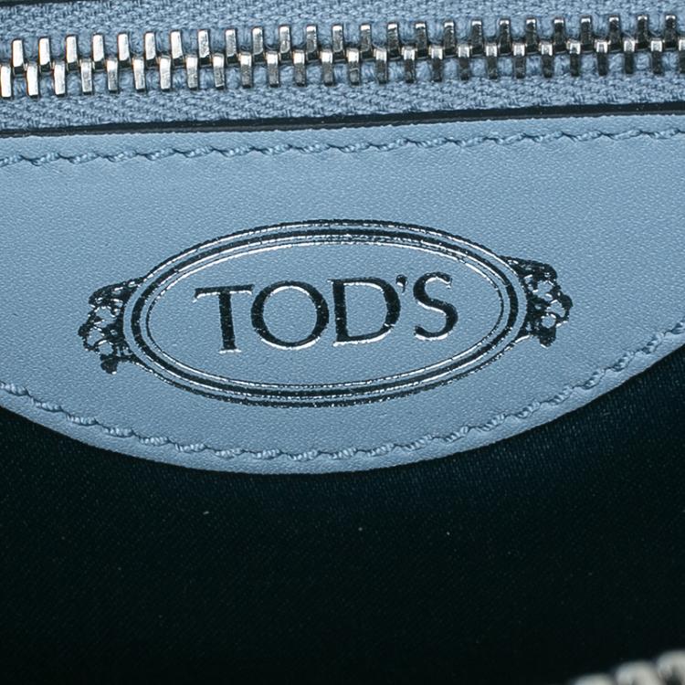 Pre Owned Tod's Carolina Blue/Silver Leather Mini D-Cube Bowler Bag