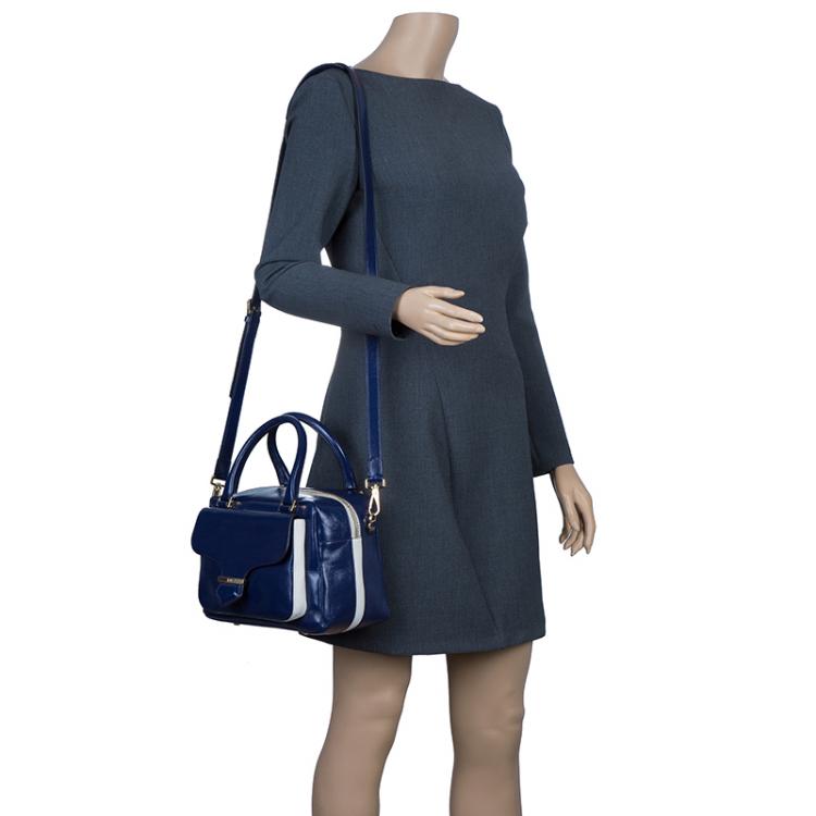 Pre Owned Tod's Navy Blue Glossy Leather Small Military Bowler Bag