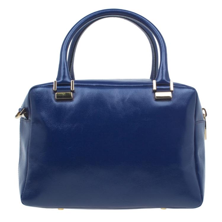 Pre Owned Tod's Navy Blue Glossy Leather Small Military Bowler Bag