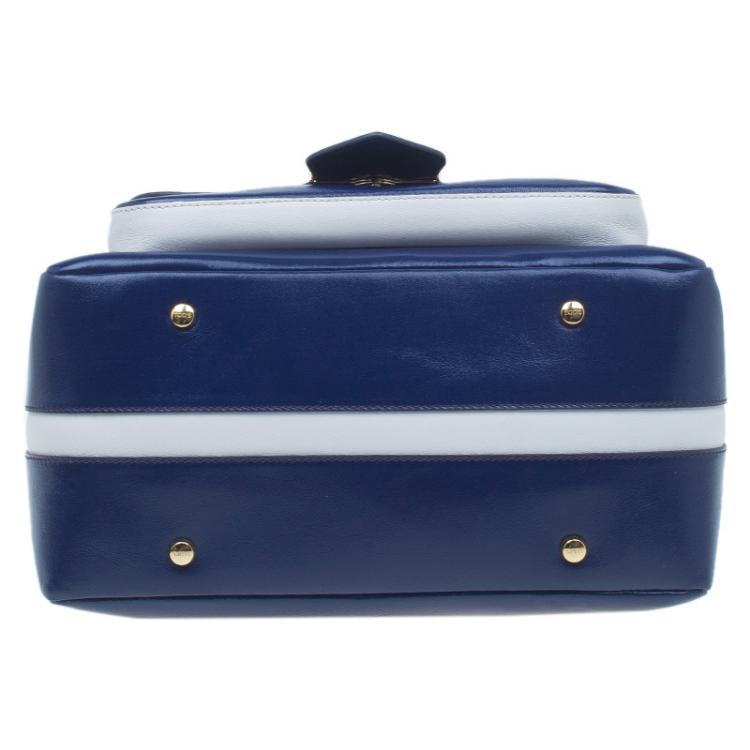 Pre Owned Tod's Navy Blue Glossy Leather Small Military Bowler Bag