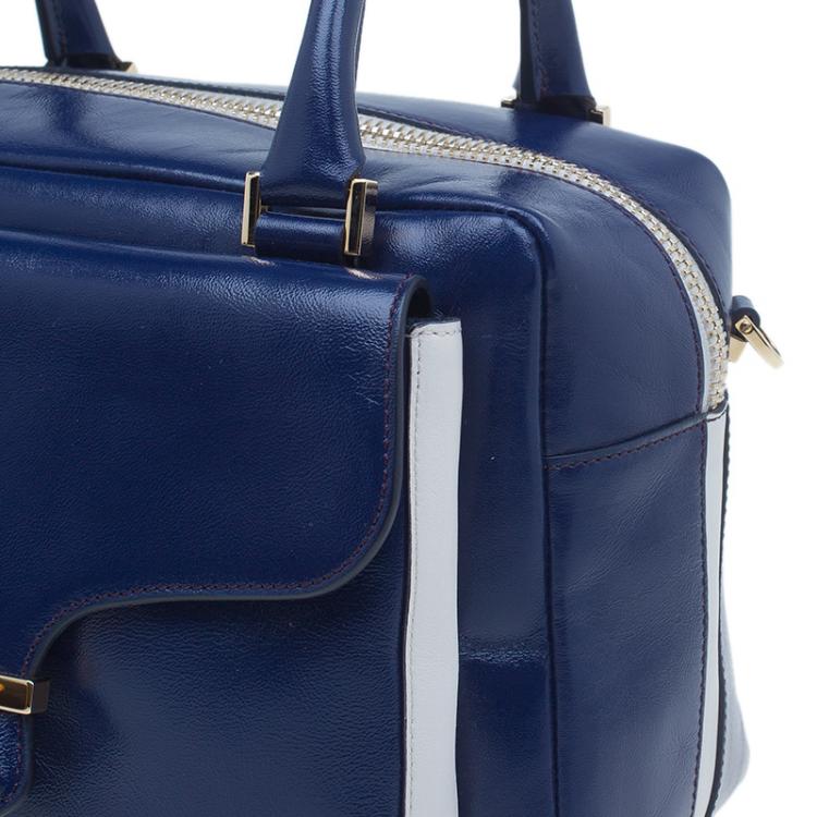 Pre Owned Tod's Navy Blue Glossy Leather Small Military Bowler Bag
