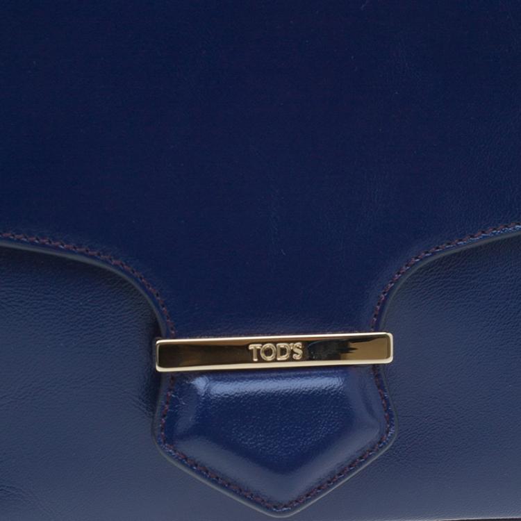 Pre Owned Tod's Navy Blue Glossy Leather Small Military Bowler Bag