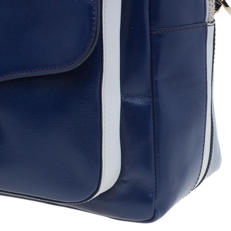 Pre Owned Tod's Navy Blue Glossy Leather Small Military Bowler Bag