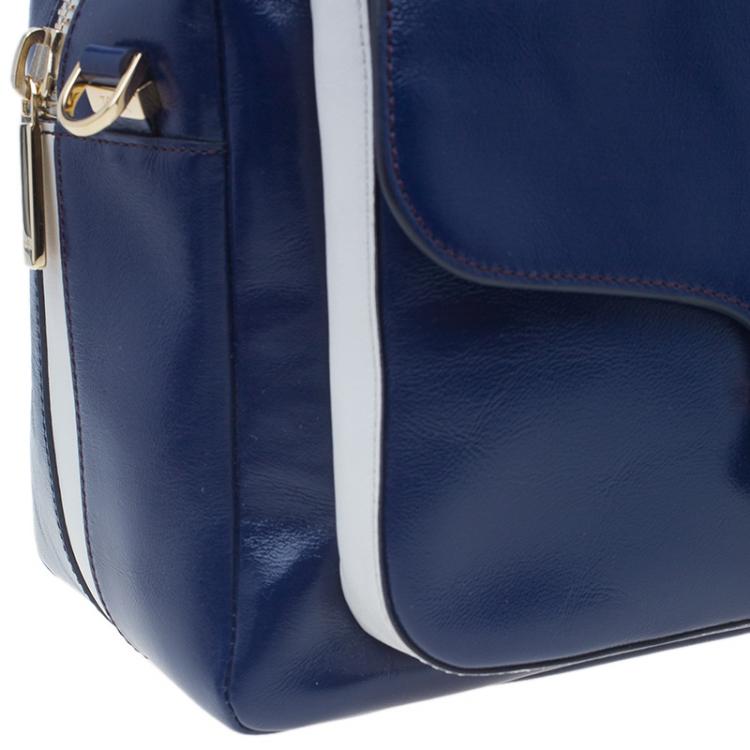 Pre Owned Tod's Navy Blue Glossy Leather Small Military Bowler Bag