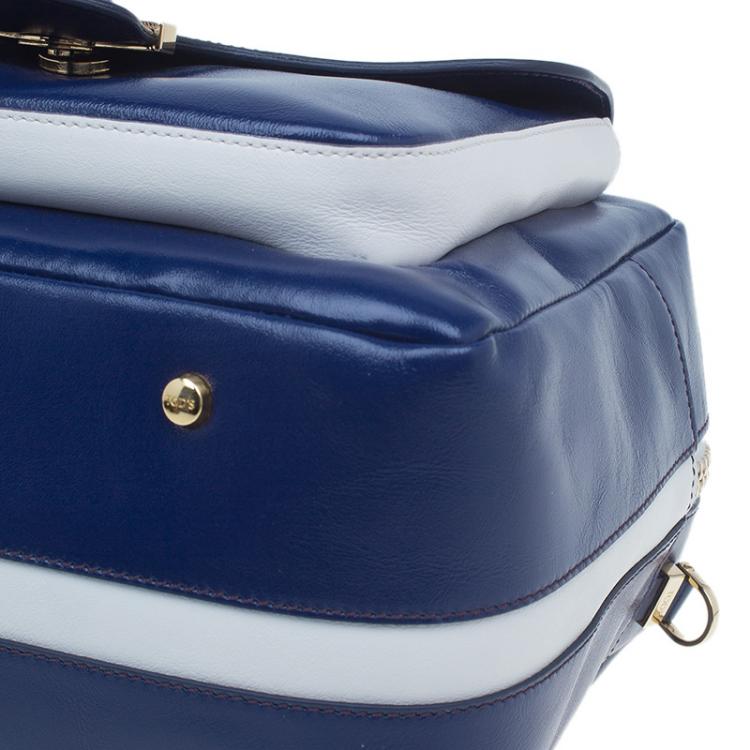 Pre Owned Tod's Navy Blue Glossy Leather Small Military Bowler Bag