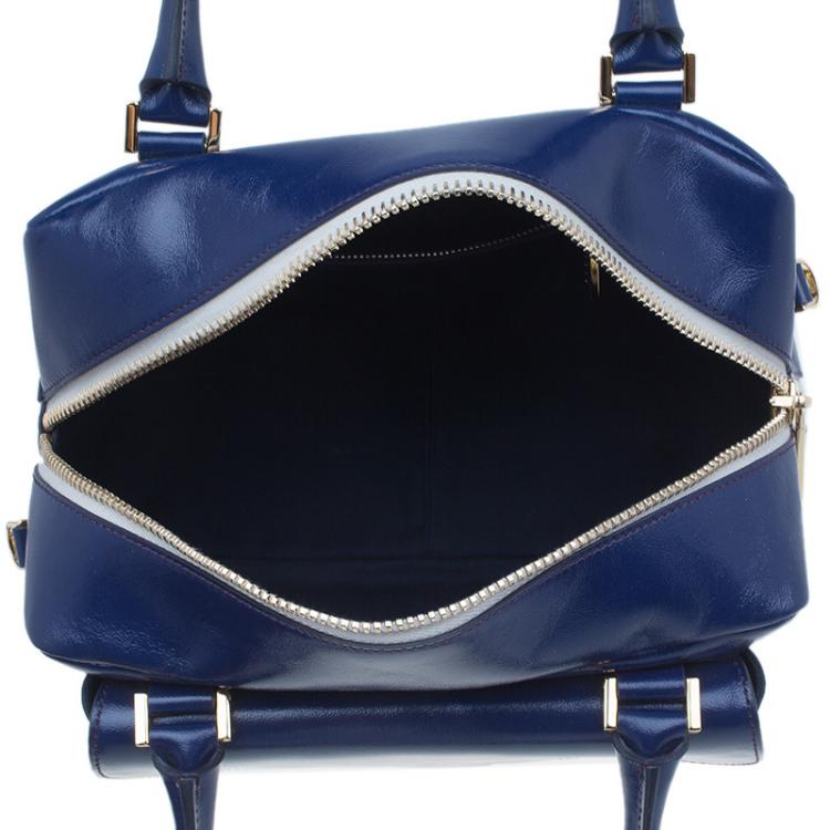 Pre Owned Tod's Navy Blue Glossy Leather Small Military Bowler Bag