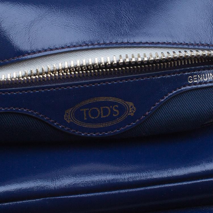 Pre Owned Tod's Navy Blue Glossy Leather Small Military Bowler Bag