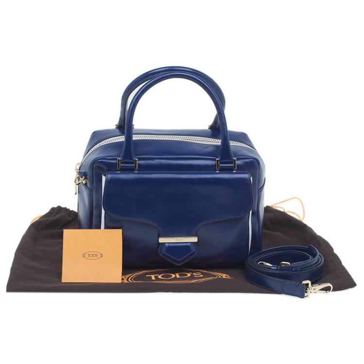 Pre Owned Tod's Navy Blue Glossy Leather Small Military Bowler Bag