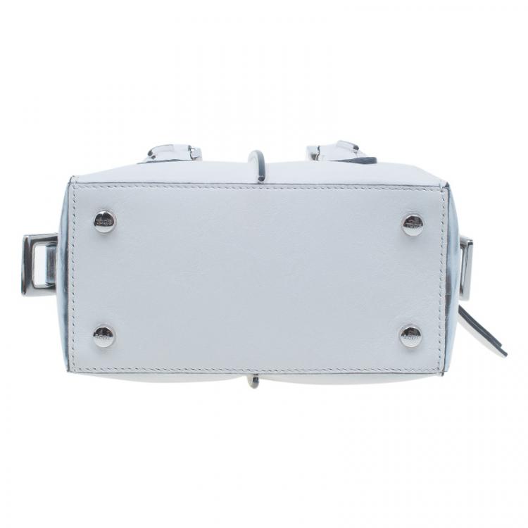 Pre Owned Tod's White Leather Micro D-Cube Bowler Bag