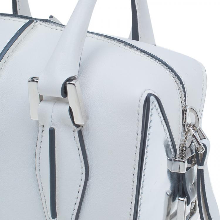 Pre Owned Tod's White Leather Micro D-Cube Bowler Bag