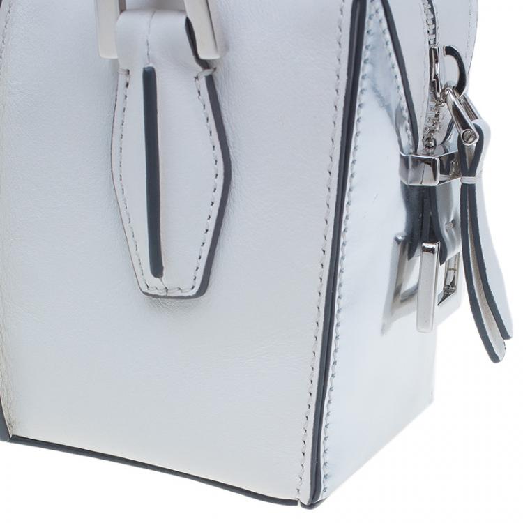 Pre Owned Tod's White Leather Micro D-Cube Bowler Bag