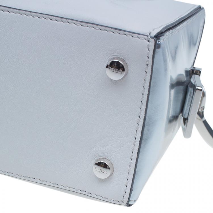 Pre Owned Tod's White Leather Micro D-Cube Bowler Bag