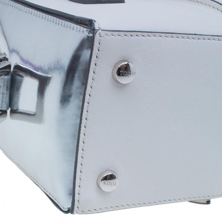 Pre Owned Tod's White Leather Micro D-Cube Bowler Bag